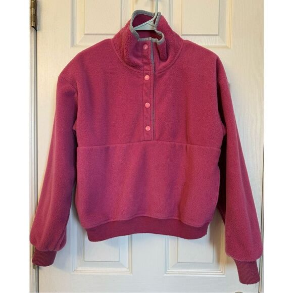 Vintage Woolrich Women’s Fuschia 1/4 Button Snap Pullover Sweater Medium - Picture 1 of 9